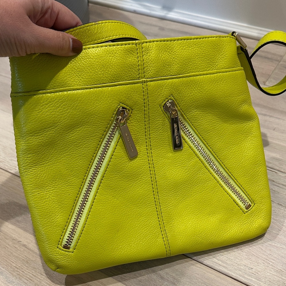Michael Kors Leather Bright Neon Yellow Green Crossbody Bag - Picture 4 of 15